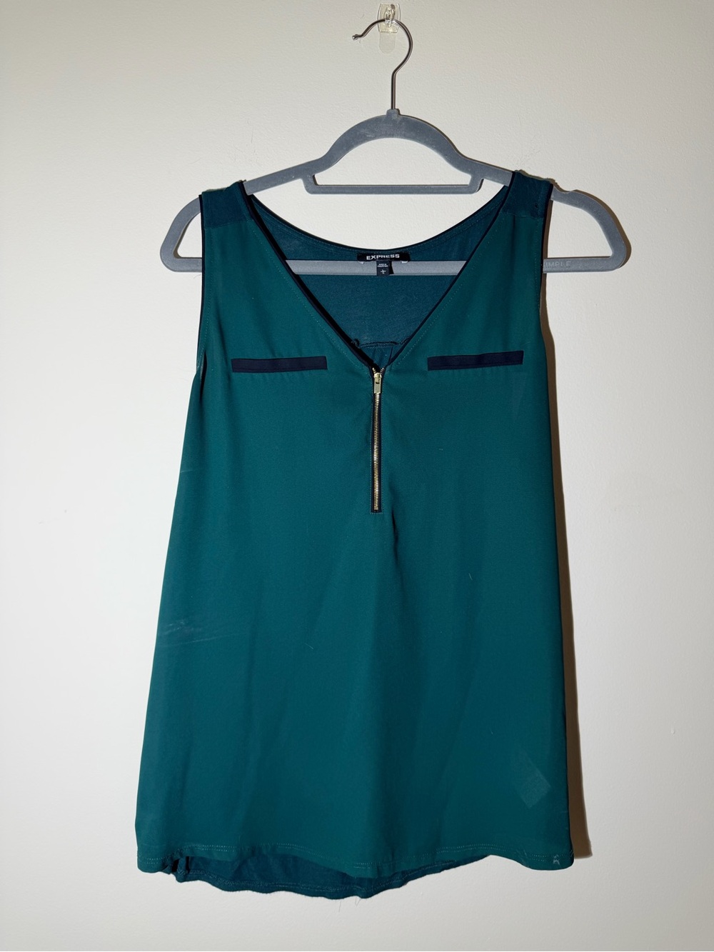 Express Teal V-Neck Zip-Front Sleeveless Camisole